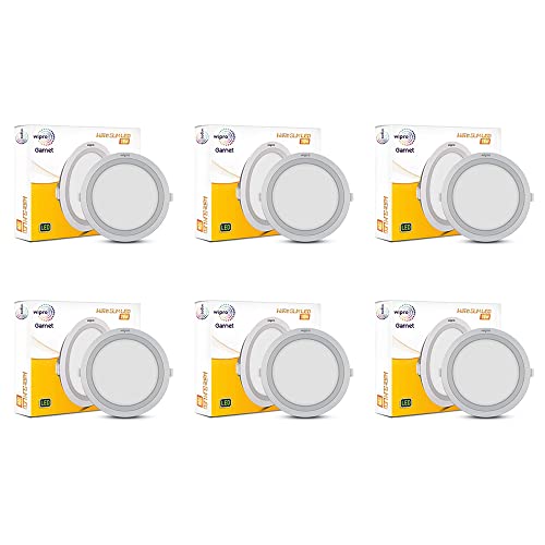 Image of Wipro Garnet 20W Round Led Wave Panel Light for Ceiling|Cool White Light (6000K)|Ultra-Slim Design|Recessed Down Light for False Ceiling|Pop Ceiling Light|Cutout - 200Mm|Pack of 6