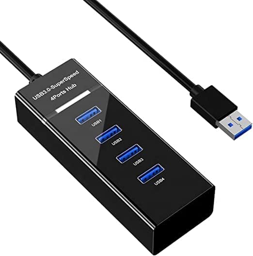 Image of 4 Ports USB 3.0 Hub HighSpeed Portable with Switches for Laptop /Notebook /PC /Mobiles /Tablets, 1Phone /Ipads, Computers, MP3 Players-Black Desktops, Laptops (4 Ports USB 3.0)