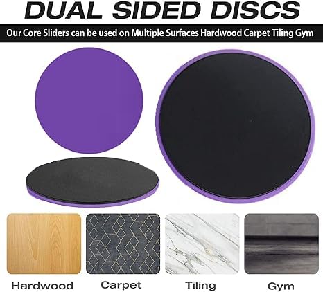 2 Pack Dual-Sided Gliding Slider Discs for Core Workouts, Ab Training & Full Body Fitness - Use on Carpet & Hardwood Floors (Black) - Image 6
