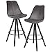 Produktbild FineBuy 2er Set Barhocker Samt/Massivholz Dunkelgrau | Design Barstuhl Schwarze Beine Skandinavisch 2 Stück | Tresenhocker mit Lehne Sitzhöhe 77 cm