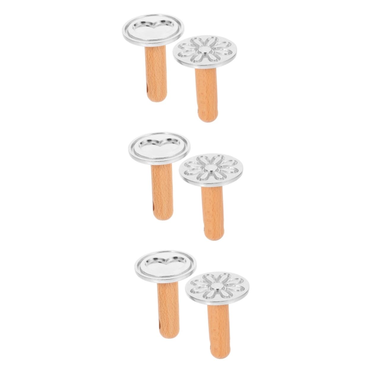 Alipis 6 PCS del Biscotto Pressa per Biscotti per La Cottura 3D Stampo da Forno della Pressa del Biscotto Onigiri Cookie Stamps Manico in Legno del Biscotto