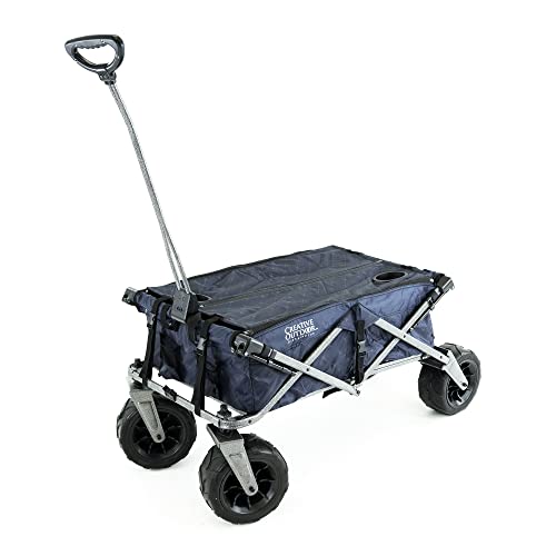 Creative Outdoor Push Pull Stroller Wagon, Beach Hauler XXL Deluxe con toldo, carrito plegable y portátil de alta resistencia, soporta hasta 150 libras, ruedas gigantes de 10 pulgadas miniatura 7