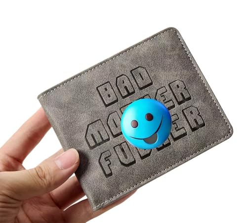 Image of Embroidered Bad Mother f ker Leather Wallet (grey)