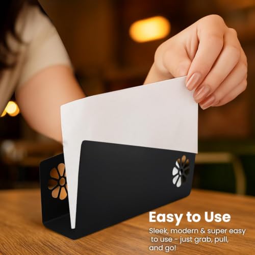 Image of RUWA Napkin Holder for Dining Table - Tissue Paper Stand for Kitchen, Bathroom & Office | Tabletop Tissue Dispenser for Home, Restaurant & Decor Use (Floral Tissue Holder, Pack of 4)