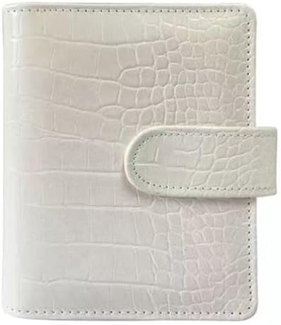 A7 Crocodile Budget Binder Cover - Mini Binder Wallet for Cash Saving, 6-Ring Planner Cover with Hidden Snap Buckle, Beige