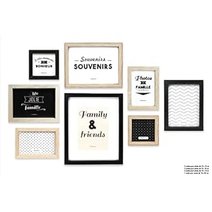 THE HOME DECO FACTORY CMHD4691 Set van 8 Marcos foto’s, Noir/Blanc/Marron, 22,2 x 2 x 27,3 cm