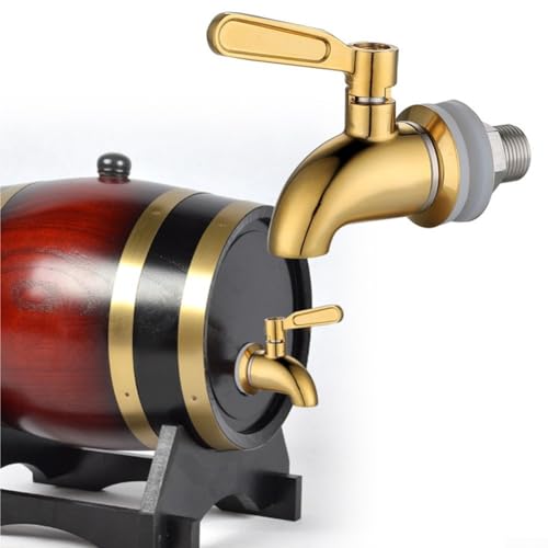 Zoegneer Grifo De Vino Dorado, Grifo De Vino De Larga Duración, Conexión De Fugas De Acero Inoxidable 304 Para Vino Y Jugo Espejo Dorado 16 Mm