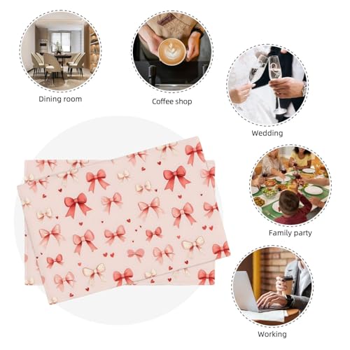 Sets de table lavables pour décoration de fête et repas de Saint-Valentin - 8