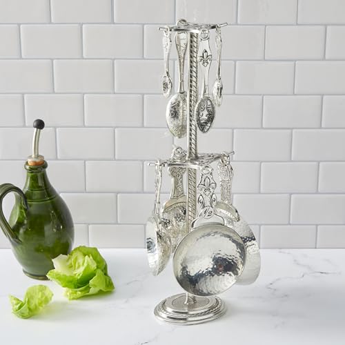 Crosby & Taylor Fleur de Lys Artisan Pewter Measuring Cups and Spoons with Display Post, 9-piece Set, Handmade in the USA Crosby & Taylor Fleur de Lys Artisan Pewter Measuring Cups and Spoons with Display Post, 9-piece Set, Handmade in the USA