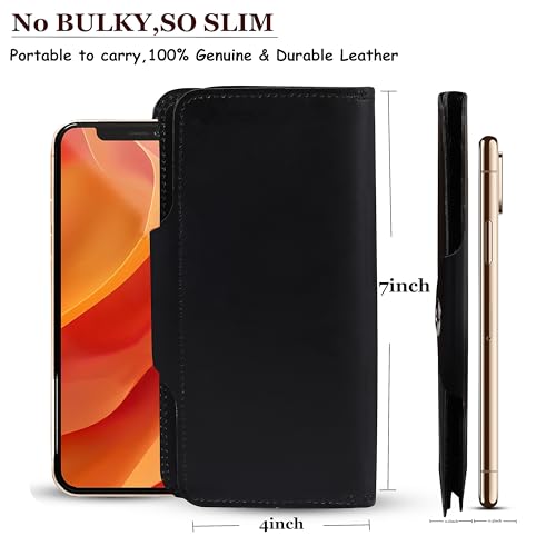 Men's And Woman Genuine Leather Bifold Long Wallet RFID Blocking Security 4 ID Window Checkbook, Credit Holder (Black)4