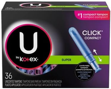 U by Kotex Click Compact Tampons, Super Absorbency, Unscented, 36 Count