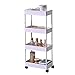 Organizer per Carrello a 4 Livelli per Artigianato, Cestino per Frutta e Verdura, Organizer per Ufficio, carrelli con Ruote per Cucina, Ufficio, casa, Bianco