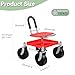 Shulemin 360° Swivel Garden Cart Seat - Height Adjustable Rolling Stool with Tool Tray & All-Terrains Wheels, 330Lbs Heavy Duty Gardening Stool for Seniors, Elderly, Knee Pain Relief Red