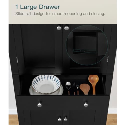 72 Kitchen Pantry Cabinet with Storage Options, Black