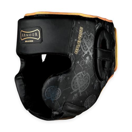 BRAVOSE Armour Boxing Headguard | Professional Velcro Boxing Training Sparring & Martial Arts Headgear | Head Guard for Ear Cheek Face Protection | Helmet for MMA Kickboxing Taekwondo (L/XL)