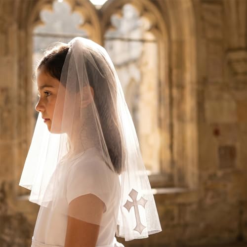 Image of First Communion Veil White Cross For Girls Communion Accessories
