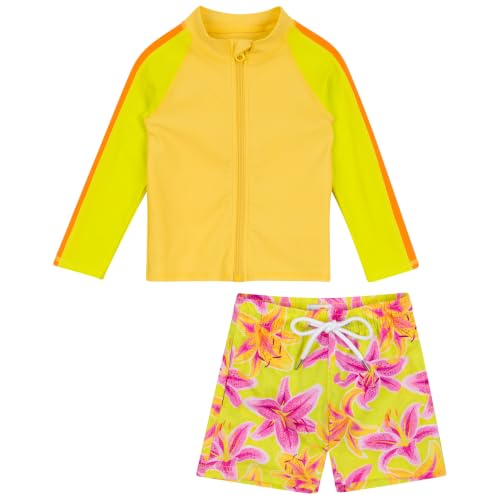 Image of SwimZip Boys' Long Sleeve Rash Guard & Swim Shorts Set - UPF 50+ Sun Protection