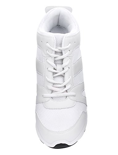 CALTO Men's Invisible Height Increasing Elevator Shoes - Glacier White Leather/Mesh Lace-up Sporty Trainers - 4 Inches Taller - G3329 - Size 12 D(M) US3