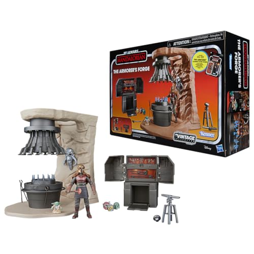 Star Wars The Vintage Collection The Armorer's Forge, The Mandalorian 3.75 Inch Collectible Playset with Action Figure