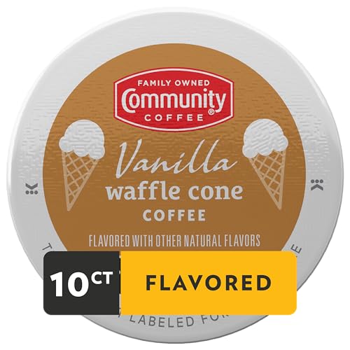 image for Community Coffee Vanilla Waffle Cone Ice Cream Flavored, 10 Count Coff