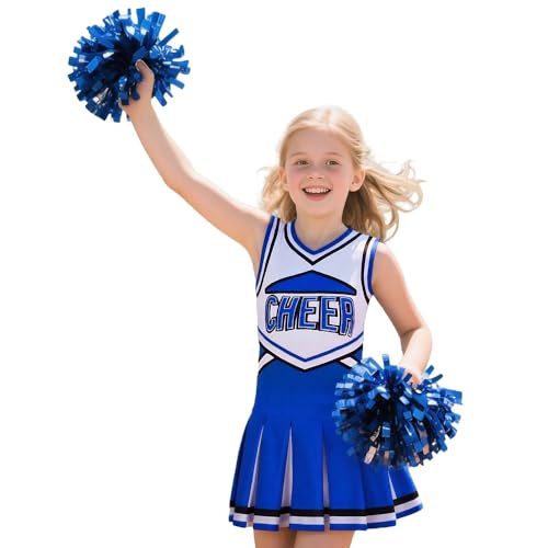 Costumerry Cheerleader Costume for Girls Cheerleading Outfit with Pom Poms