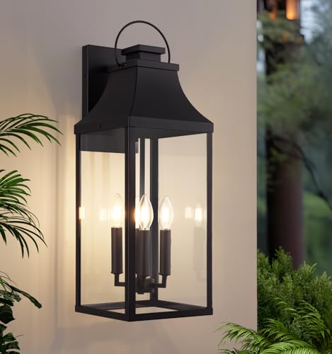 Image of 25'' Large Outdoor Wall Lights, Modern Black Exterior Sconce Light Fixture