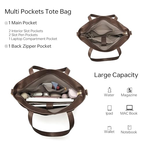 Bolso Tote de Cuero para Mujer con Compartimento para Laptop miniatura 5