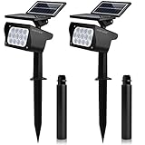 MEIKEE Solar Landscape Spotlights,2-in-1 Outdoor Solar Landscape Lights 13 LED Bulbs Waterproof Wireless Solar Powered Landscape Spotlights for Garden Patio Yard Cold & Warm White Adjustable(2 Pack)