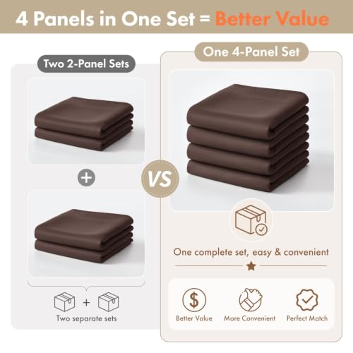 Image of MIULEE Short Blackout Curtains for Kitchen 36-Inch Length Dark Brown 4-Pack | Light Blocking, Cafe Curtains, Room Darkening Thermal Insulation, Privacy Protection, Half-Tier Curtains for Small Windows