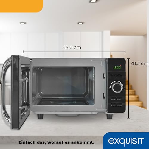 Exquisit Mikrowelle ohne Drehteller, 800 Watt Grill, 700 Watt, 20 Liter Garraumvolumen, Timer, Mikrowelle Flachbett, Auftaufunktion, MW4020-F-240DIG schwarz 7 Exquisit Mikrowelle ohne Drehteller, 800 Watt Grill, 700 Watt, 20 Liter Garraumvolumen, Timer, Mikrowelle Flachbett, Auftaufunktion, MW4020-F-240DIG schwarz
