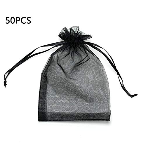 fghdfdhfdgjhh Perla Bolsa de Malla Cosmetics Muestra Muestra Muestra de la Gasa del Caramelo del Bolso Bolsa de Caramelo de la Boda Embalaje Lazo (9 * 12, Negro)