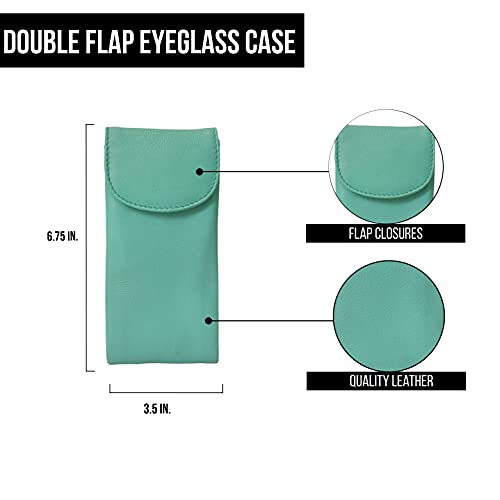 Image of ili New York Double Flap Leather Eyeglass Case, Soft 2-in-1 Dual Glasses Pouch for Sunglasses and Reading Glasses