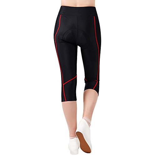 WOSAWE Short de ciclismo feminino capri gel acolchoado para treino, tamanho P