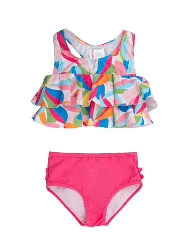 Image of RuffleButts Girls UPF50+ Sun Protection Flounce Bikini Two Piece Swimsuit