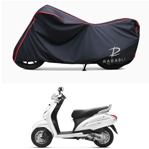 Image of Waterproof Bike Body Cover Compatible for | Honda Activa 3G | Taffeta Fabric, Red Piping Design, Bottom Elastic Fit | Dustproof, Sun UV & Rain Protection for All Bikes