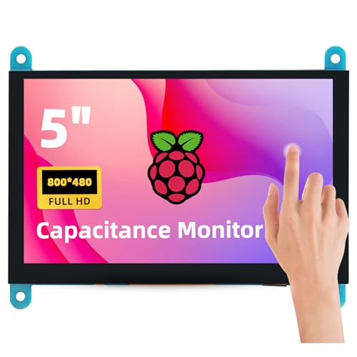 Image of 5'' Raspberry Pi Monitor, Capacitive Touchscreen Monitor 800x480 HDMI IPS Screen for Raspberry Pi 5 4 3 2 Zero BB, Driver-Free