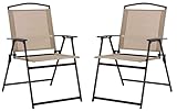 SAFAVIEH Outdoor Patio Furniture Collection – Alvin Black & Cream Folding Chair Set of 2 (PAT6900B-SET2)