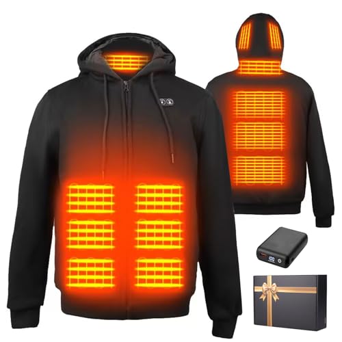 Wodesid Beheizbare Jacke Hoodie Kapuzenpullover mit 7.4V Akku und Kapuze, Outoor...