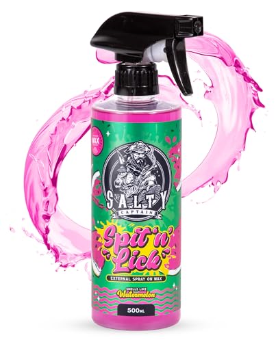 Salty Captain Spit & Lick Spray Wax Cleaner - (Juicy Watermelon Scent) Hydrophobic Automotive Car & Marine Boat Wax Polish | UV & Salt Protectant Marine Wax Sprayer for the Best Showroom Finish