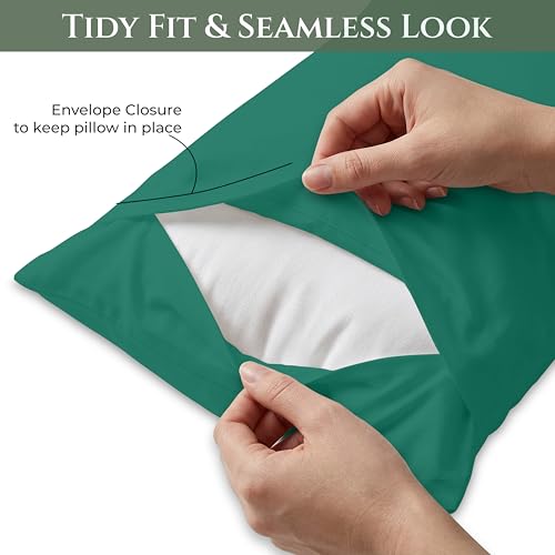 Image of Royale Linens 100% Cotton Pillow Cases Queen Size Set of 2 - Percale Pillowcase - Green Pillow cases Super Soft Cooling & Breathable Hotel Cotton Pillowcases, Fit Queen Pillows (20 inchx30 inch, Hunter Green)