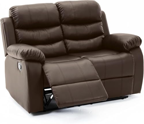 La mejor selección de Sofa Reclinable Doble los mejores 10. 49 Midtown Concept Sillon Reposet Reclinable 2 Cuerpos Tapizado en Simil Cuero - Marron - 95 CM X 104 CM X 150 CM