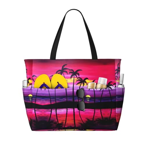 Sac de travail grand sac fourre-tout imprimé palmier noir pour femme à grande capacité