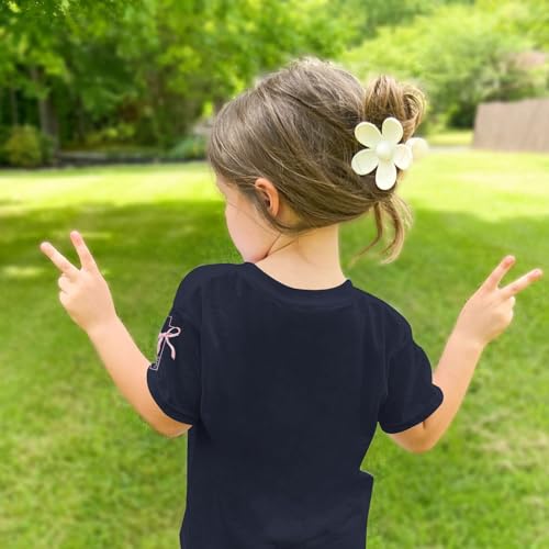 Image of Girls Cute Christian Shirts Kids Pink Bow Shirt Jesus God Faith Tshirts Aesthetic Cross Bible Verse Graphic Tee Tops
