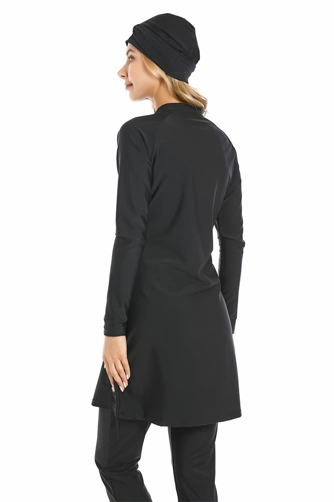 Costume da Bagno Musulmano Costume da Bagno Islamico 3 Pezzi Costume da Bagno a Maniche Lunghe Hijab Burkini a Copertura Totale