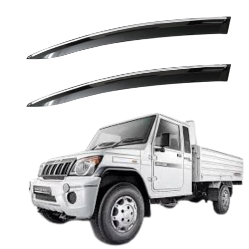 Image of CAR SAAZ Non-Breakable Smoke Door Visor for Bolero Pickup | Sun, Rain Wind Deflector | Strip Side Door Rain Visor - Set of 2 Pcs