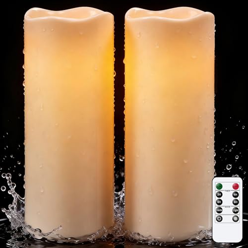 Image of Outdoor Large Waterproof Flameless Candles Battery Operated with Remote