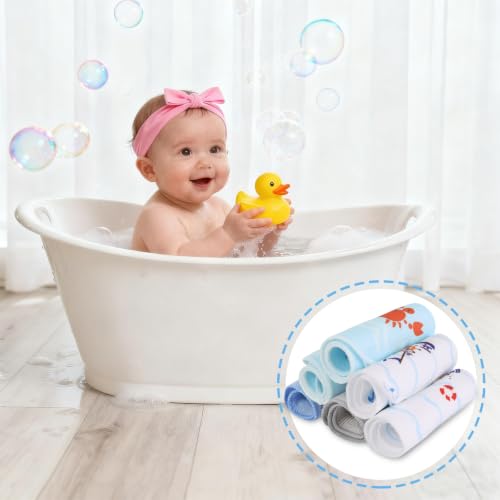 Image of Baby Washcloths, 24Pack Baby Wash Cloths Extra Soft & Ultra Absorbent, Baby Towels and Washcloths Face Towels for Unisex Boys Girls Body, Washclothes Gentle on Sensitive Skin, 9x9 Whales & Crabs