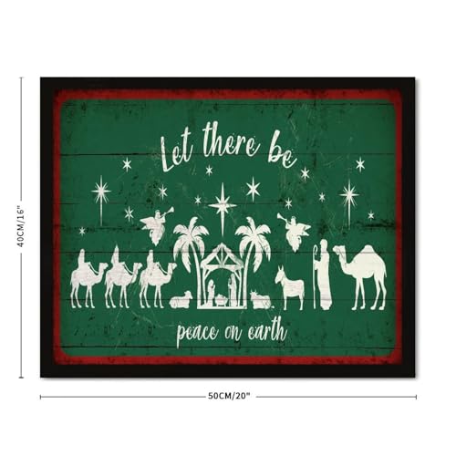 Décoration murale pour cabane avec cadre bois rustique et panneau chrétien de Noël