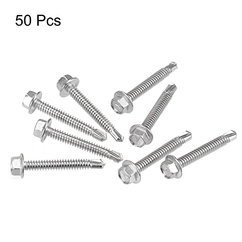 Tornillos autoperforantes hexagonales #12 x 1 1/2 pulg 50 pcs miniatura 3