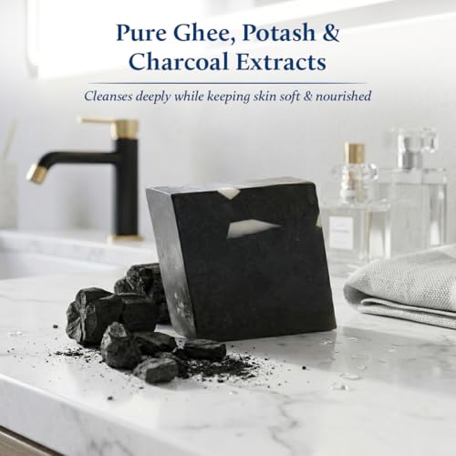 Image of Blue Nectar Potash & Charcoal Soap Bar | Deep Cleansing Bath Soap for Tan Removal & Oil Control for Men & Women | Activated Charcoal with Ayurvedic Herbs for Skin Brightening (150 g)